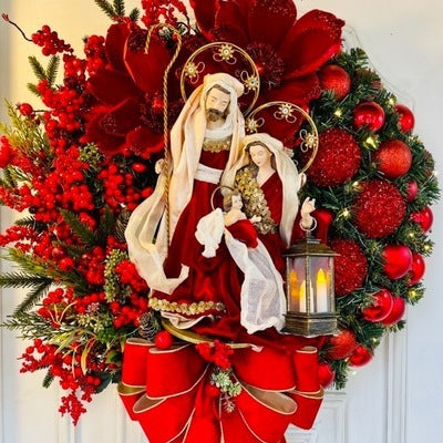 Christmas Wreath With Lamp God Jesus