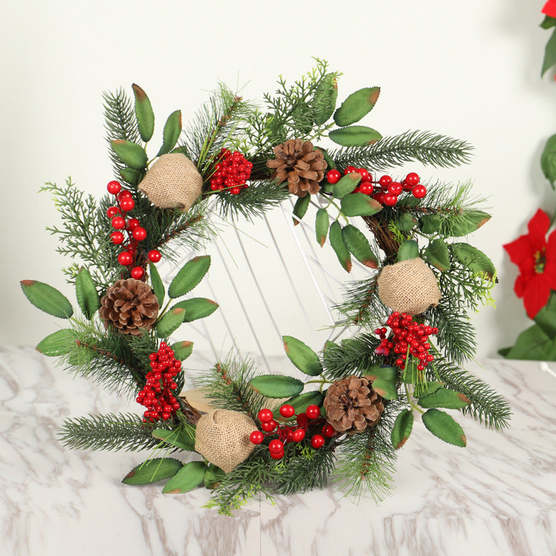 Christmas Wreath Clover Wreath Natural Pine Decorative Christmas Garland with Frost