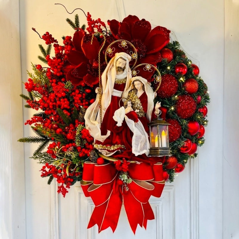 Christmas Wreath With Lamp God Jesus