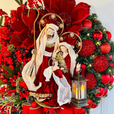 Christmas Wreath With Lamp God Jesus