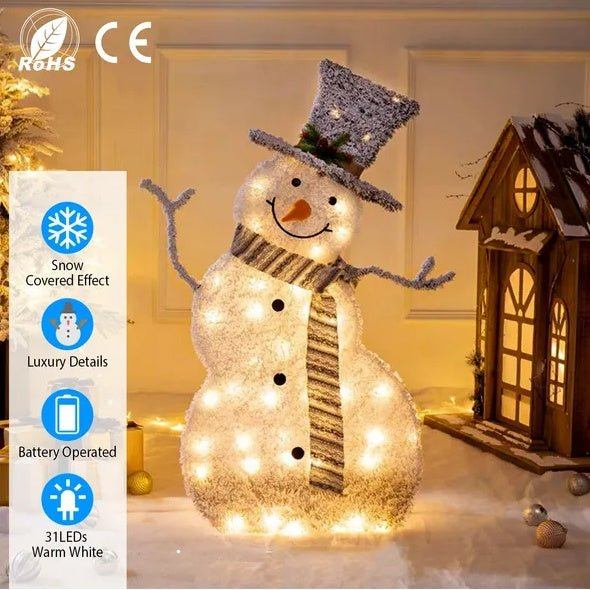 LED Christmas Snowman Decoration Light Collapsible Battery Operated