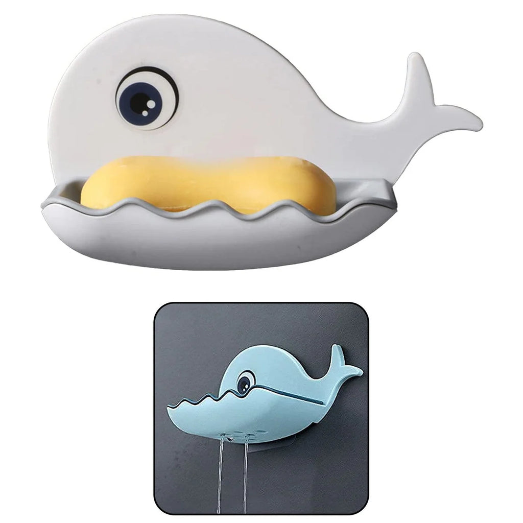 Fish Shape Soap Dish Adhesive Waterproof Wall Mounted Bar Soap Dish Holder (Pack of 2Pc)