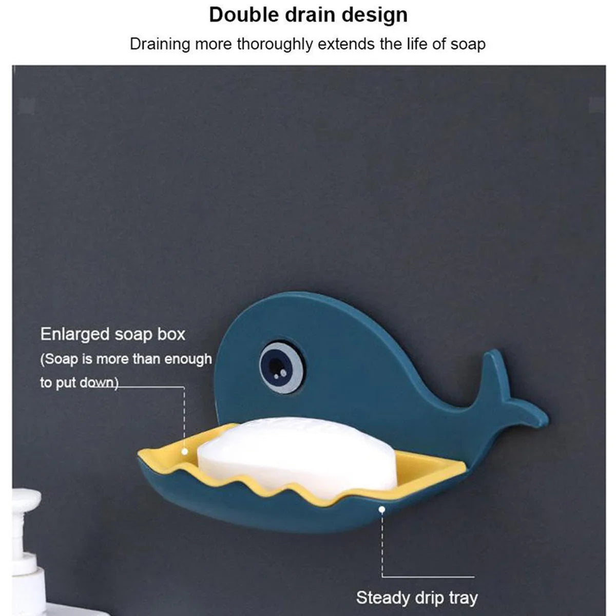 Fish Shape Soap Dish Adhesive Waterproof Wall Mounted Bar Soap Dish Holder (Pack of 2Pc)